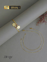 KY1011767- Gold Tone pair Anklet &Gold tone Lakshmi coin pink stone Bangle Combo 1-Zilmor